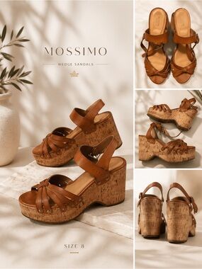 Mossimo Supply Co. Brown Cork Platform Wedge Sandals
